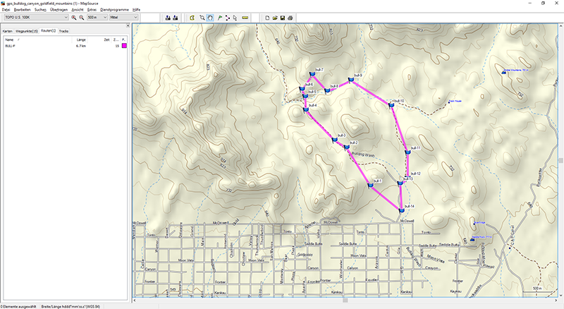 Garmin MapSource Route und Wegpunkte Garmin MapSource Route und Wegpunkte